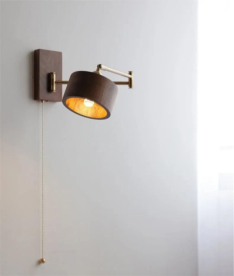 Iwhd Walnut Ash Wood Led Wall Lamp Sconce