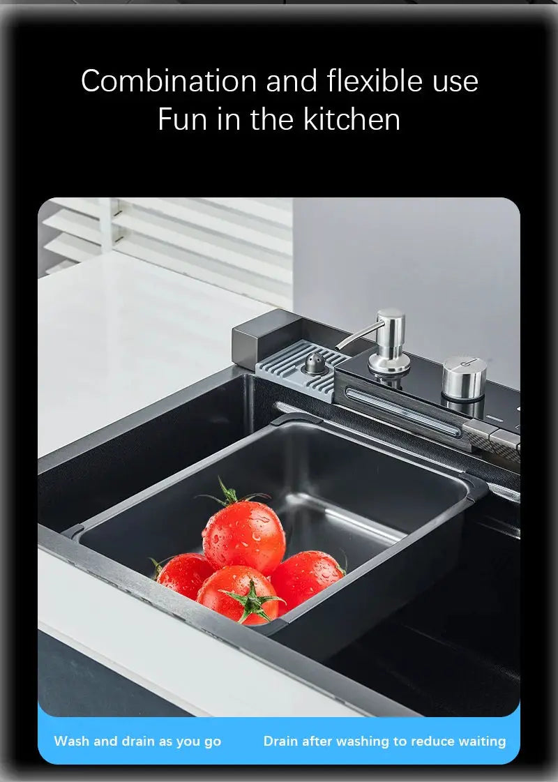 304 Stainless Steel Waterfall Sink Large Slot Integrated