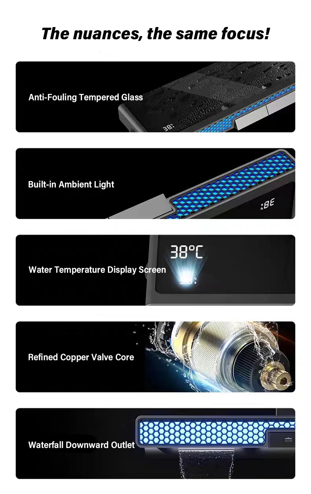Luxury Spa Jet Shower System Led Display Copper