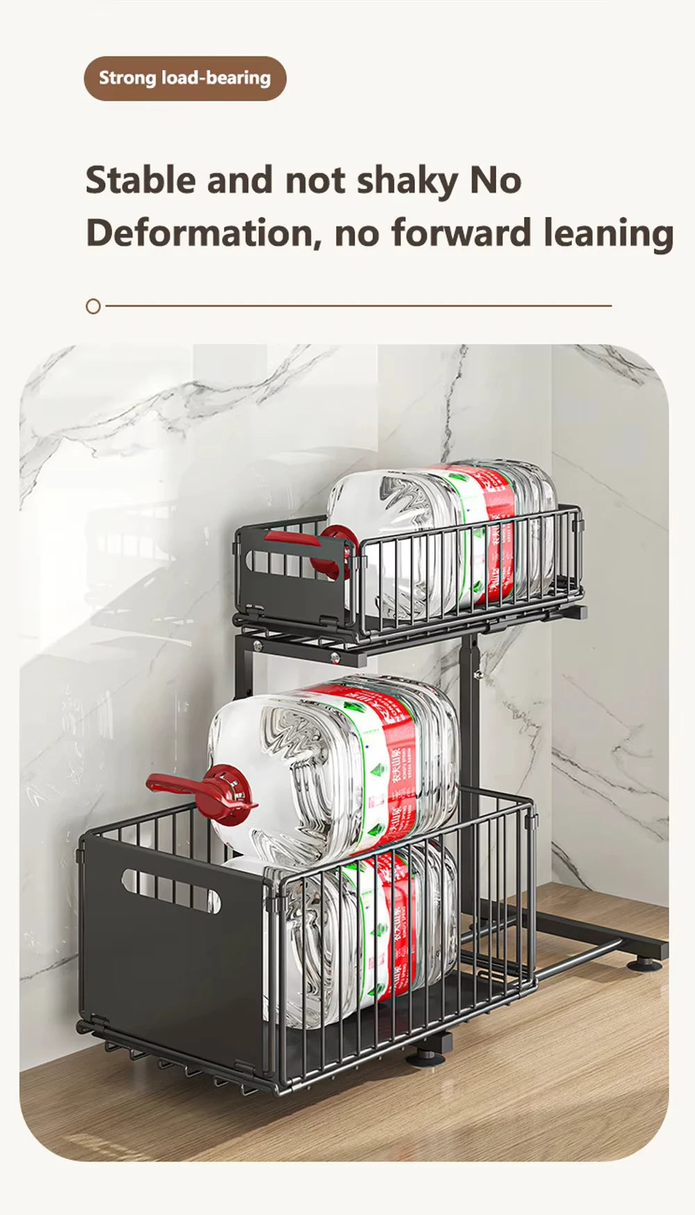 Layer Pull Out Cabinet Organizer Adjustable Storage Under-Sink