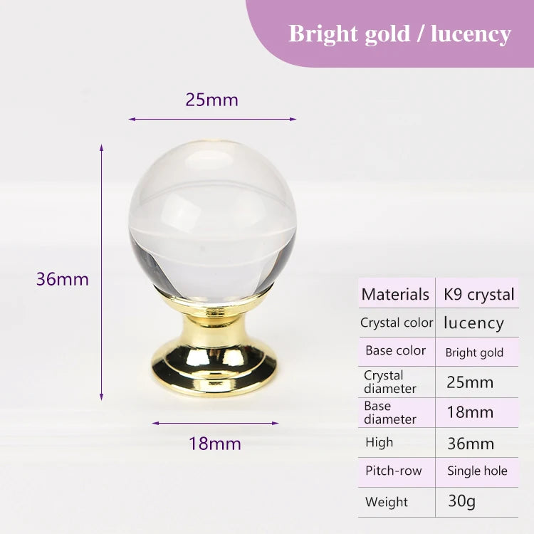 Colorful Crystal Glass Ball Pulls Knobs Wardrobe Door