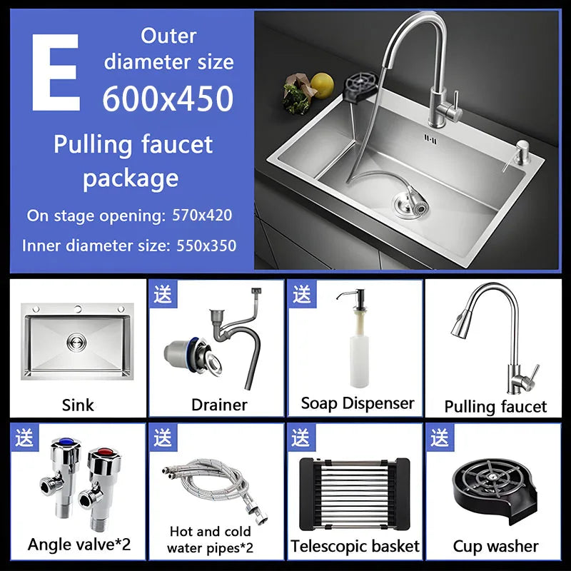 Multi-Functional Large-Capacity 304 Stainless Steel Rectangular