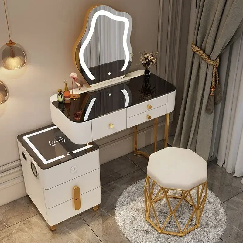 Nordic Glass Luxury Dressing Table Smart Wireless Charging