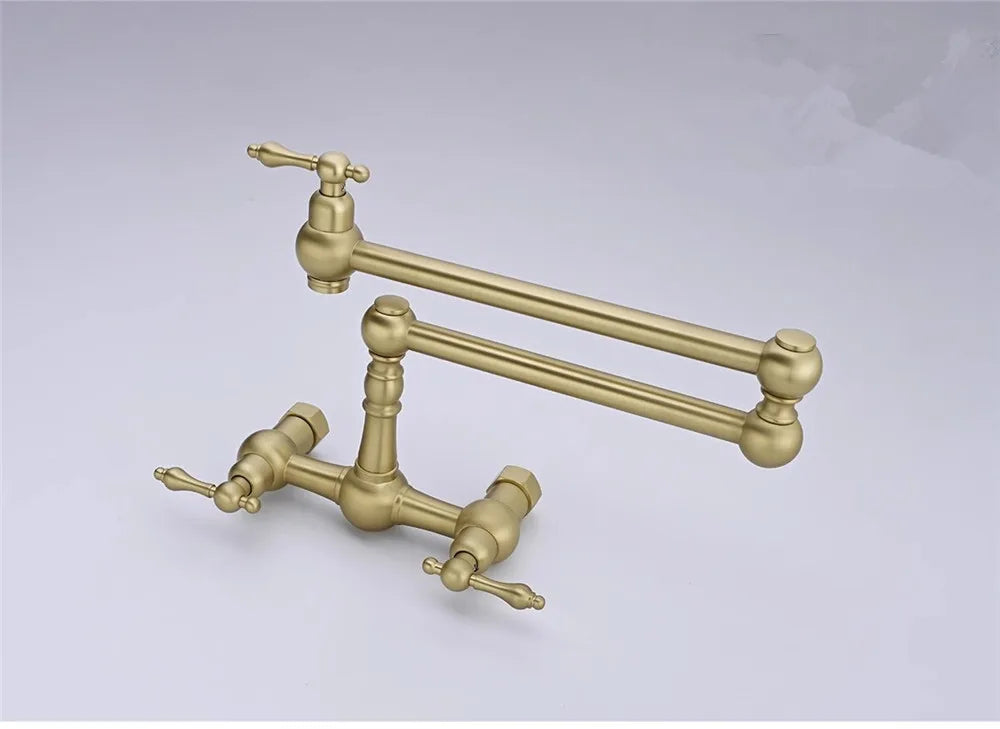 Brushed Gold Pot Filler Tap Black Foldable Faucet