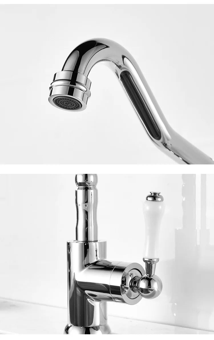 French Vintage Faucet Brass European Classical Silver Faucet