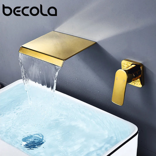 Becola Matte Black/Chrome Bathroom Faucet Wall Mounted Waterfall