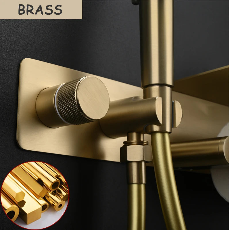 Brushed Rose Gold Bidet Sprayer Concealed Button Brass