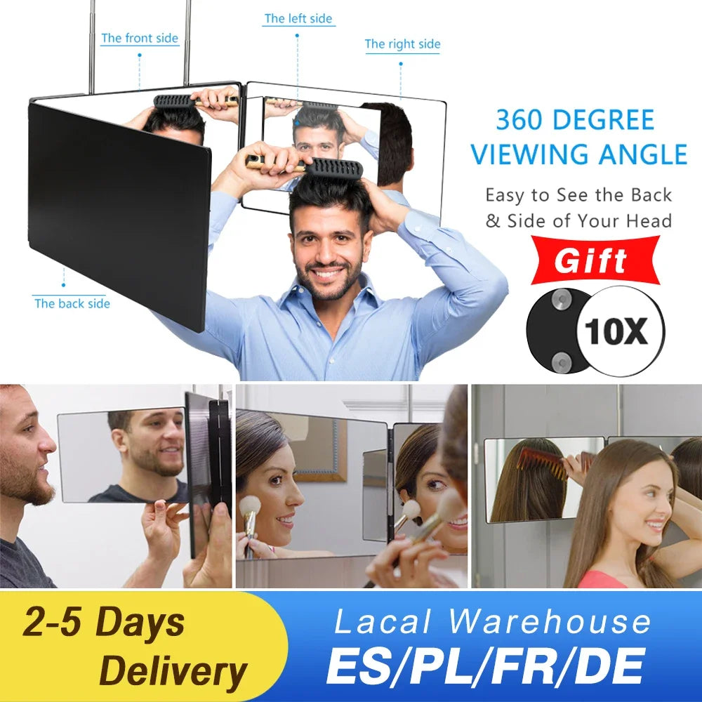 Way Mirror Self Hair Cutting 360 Mirror Braiding