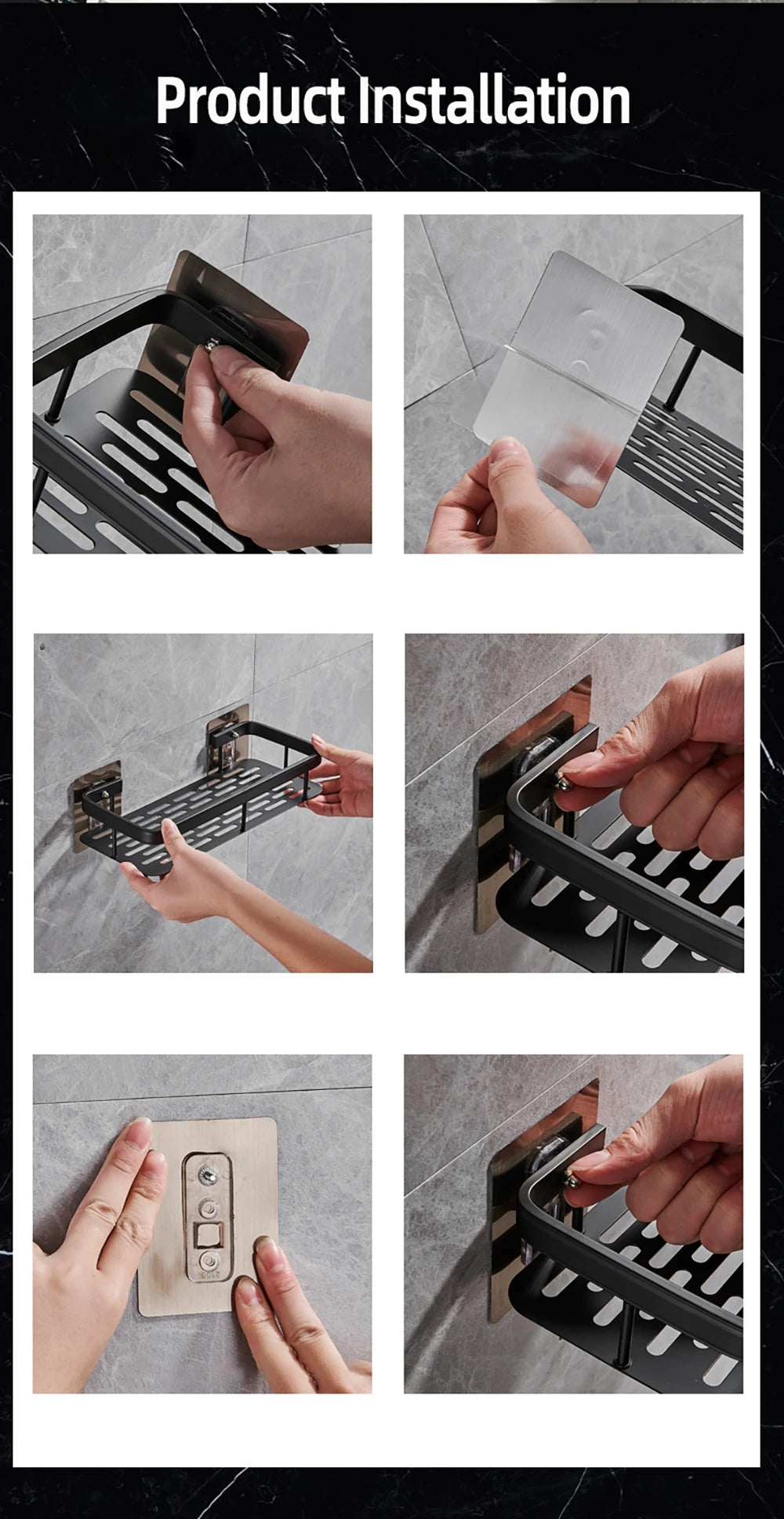 Wall Mounted Rectangular Rack Wall Mounted Shower Shampoo