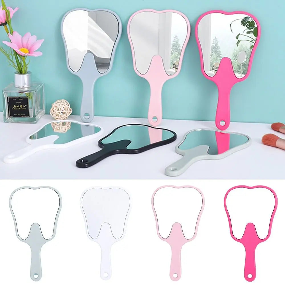 1pc Tooth Shaped Handheld Mirror Cute Makeup Mirror