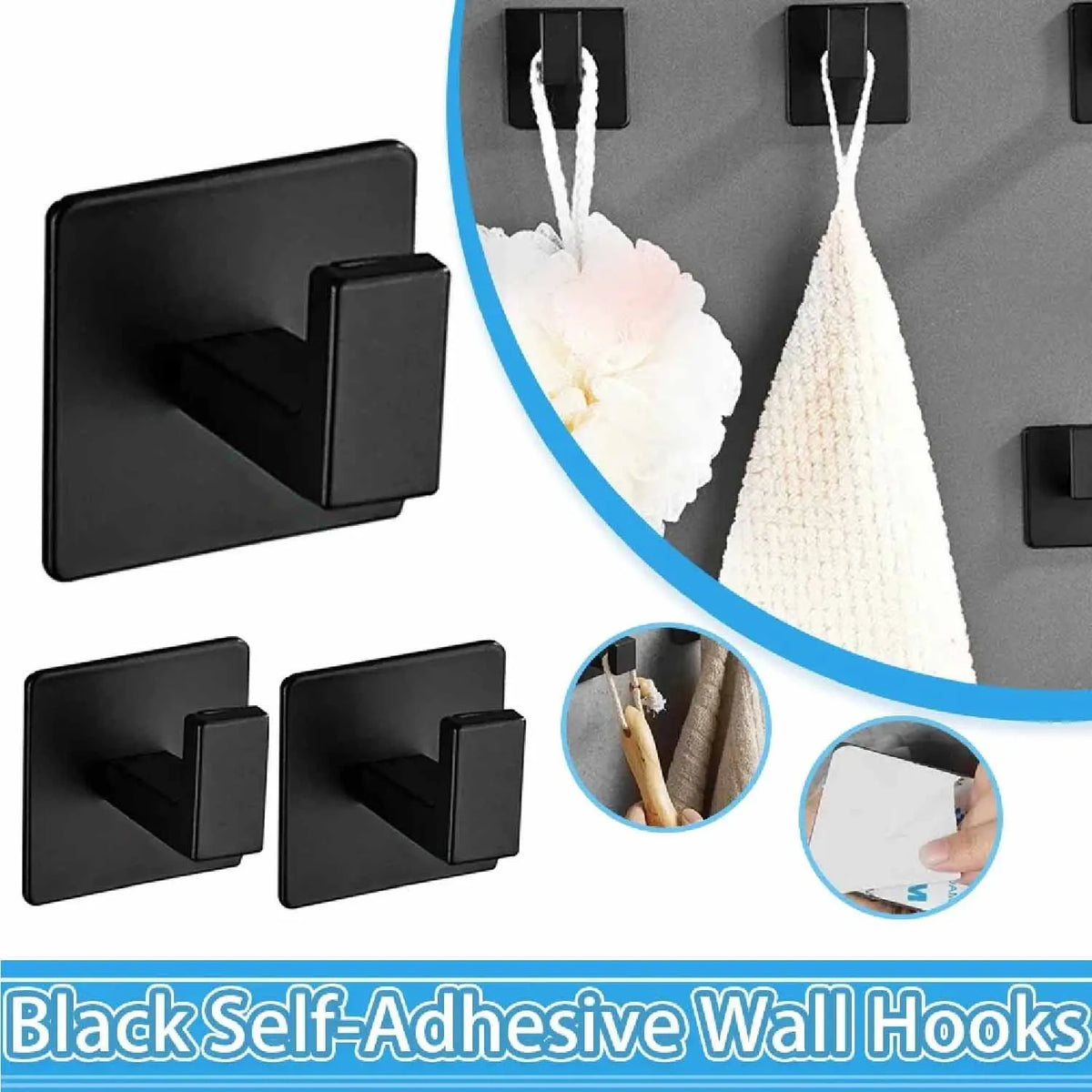 1-4pcs Strong Adhesive Wall Hook Sticker Hanging Coat