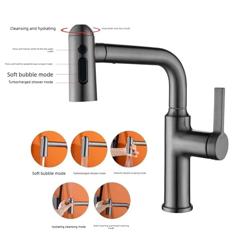 Gun Metal Gray Pull Out Faucet Ledtemperature Display