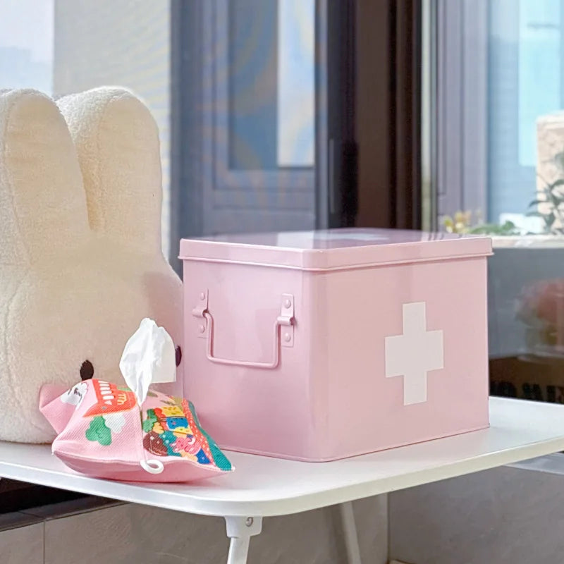 Pink Aesthetic Storage Organizer Box Multi-Layer Compartments