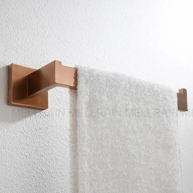 Brushed Rose Gold Towel Rack Robe Hook Bathroom