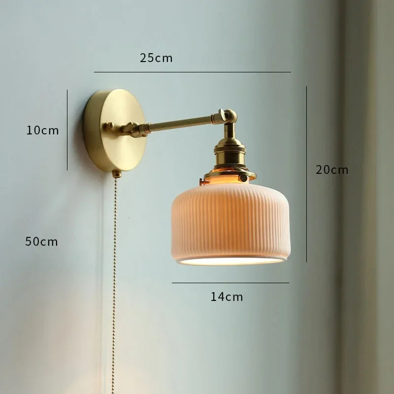 Ceramic Modern Wall Lamp Beside Pull China Switch