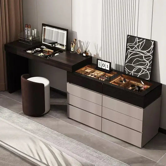 Italian Minimalist Vanity Table Drawer Storage Bedroom Corner