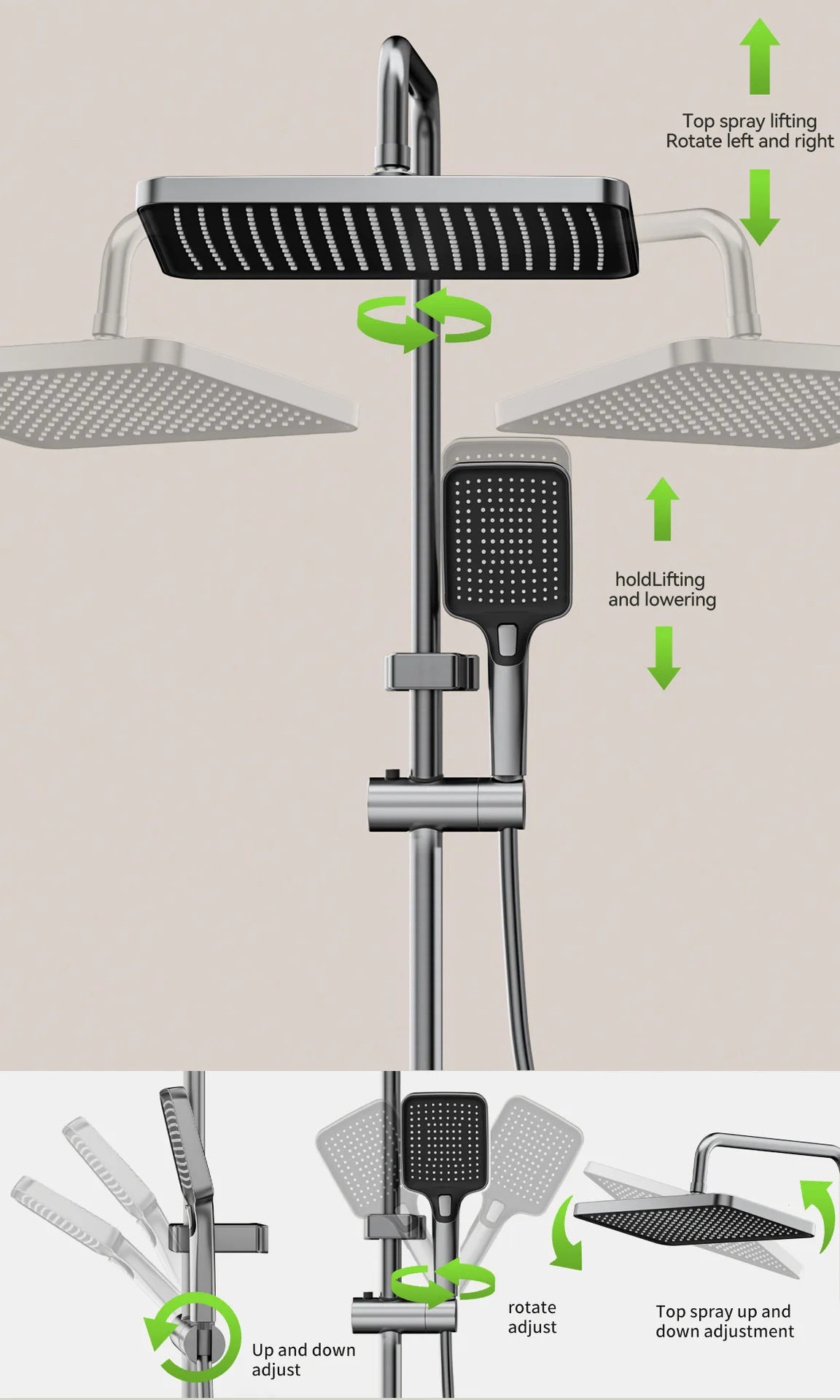 Bathroom Shower System Cold Water Rotary Knob Pressurize