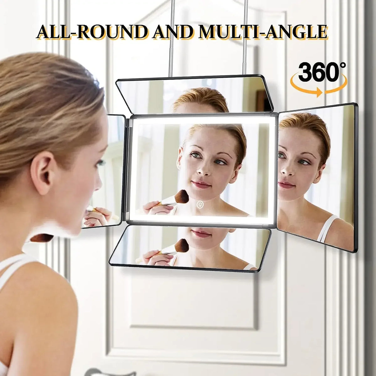 Way Mirror Hair Cutting Led Light 360 Barber