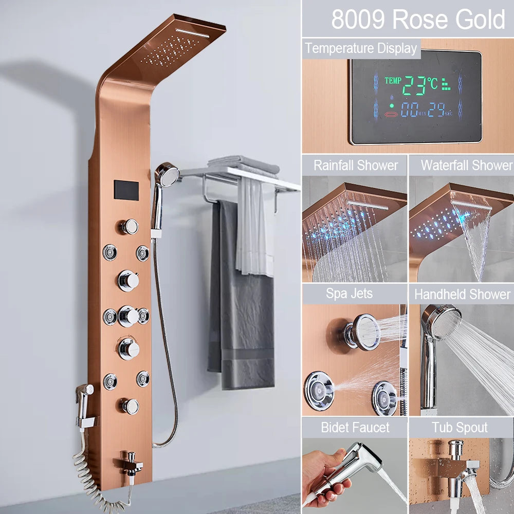 Luxury Bathroom Shower Panel Waterfall Rainfall Shower Head
