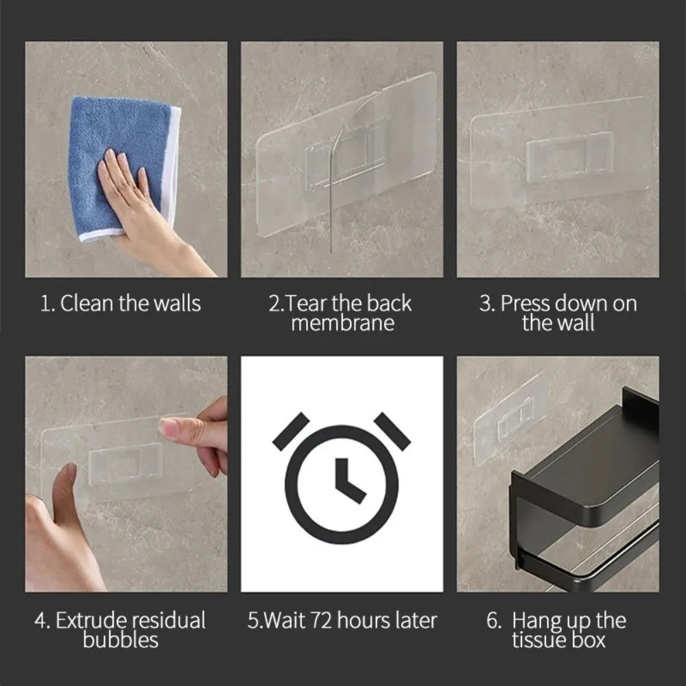Plastic Toilet Paper Holder Wall Mounted No Drilling