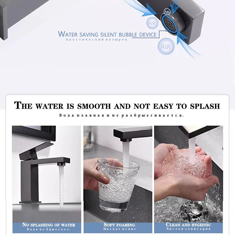 Grey Bathroom Faucet Cold Water Sink Mixer Tap