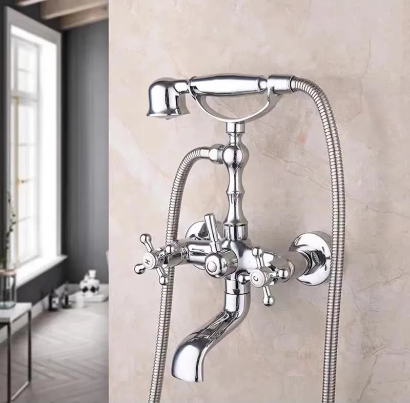 Antique Bathroom Bathtub Showet Faucet Copper Black Shower