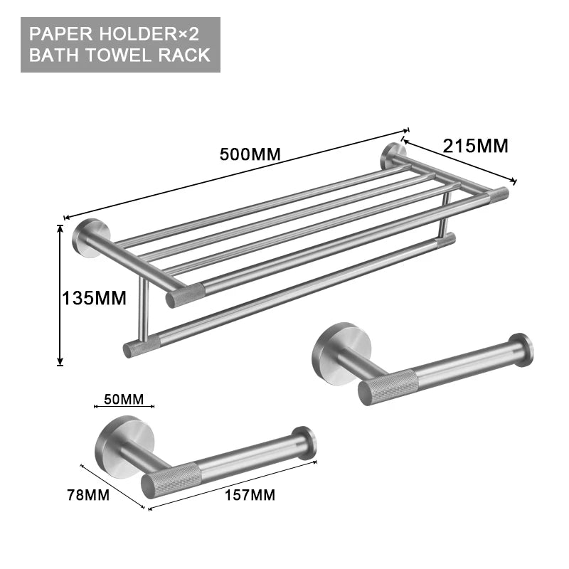Brushed Nickel Bathroom Wall Mount Bath Shelf Robe