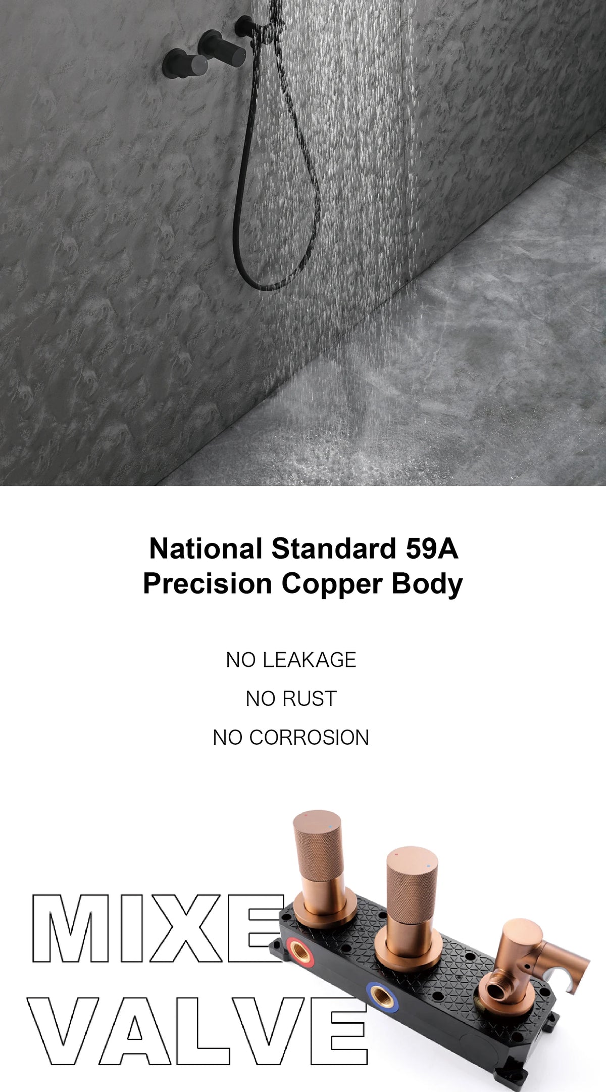 Luxury Gun Gray Brass Wall Mounted Shower System