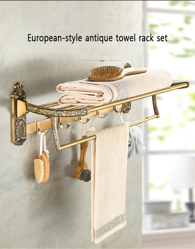 Antique Bathroom Hardware Wall-Mounted Towel Rack Toilet Brush