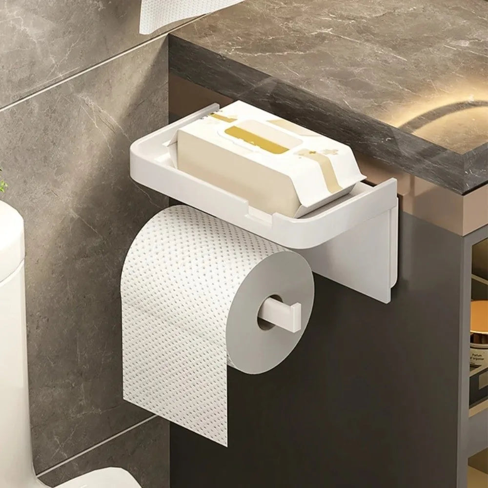 Plastic Toilet Paper Holder Wall Mounted No Drilling