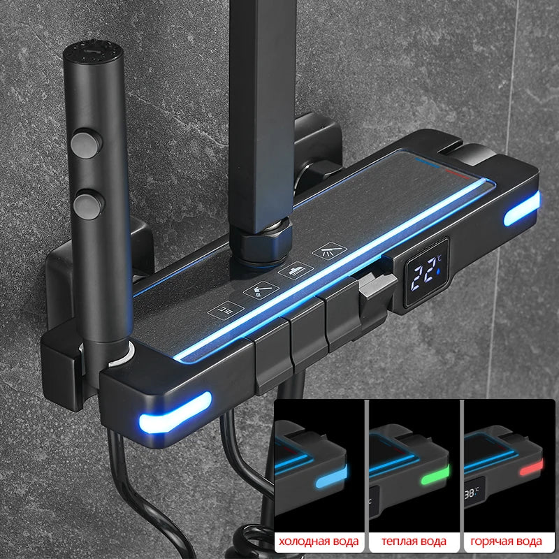 Brass Shower Faucet Thermostatic Digital Display Bathroom Faucet
