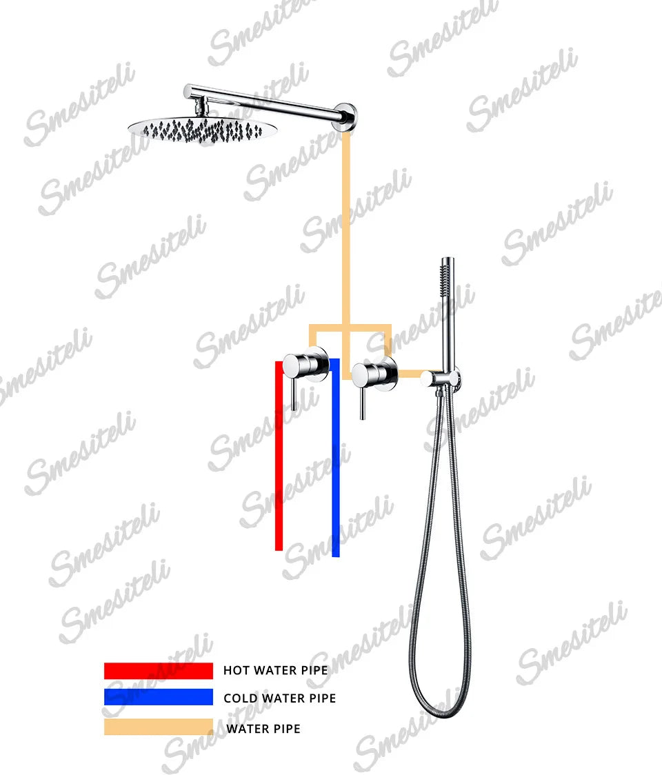Rainfall Shower Rose Gold Wall Mounted Bathroom Shower