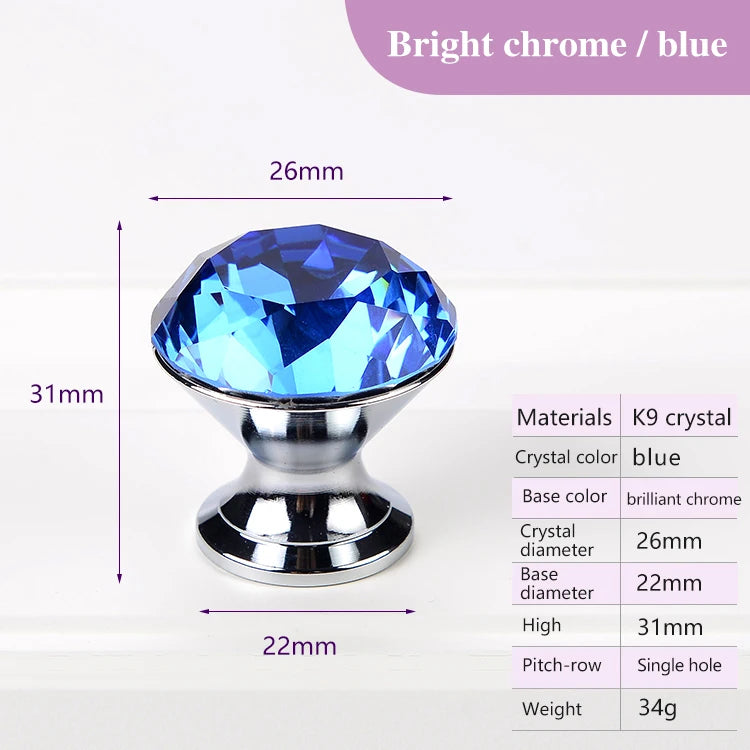 Colorful Crystal Glass Ball Pulls Knobs Wardrobe Door
