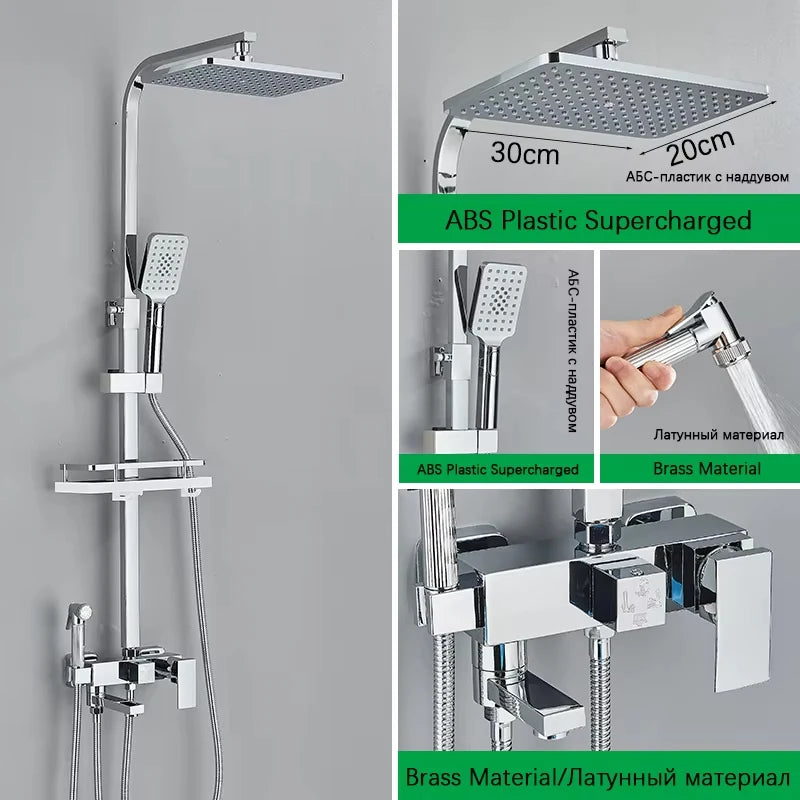 Wanmivezlo Black/Chrome Brass Shower Faucet Bathroom Shower Mixer