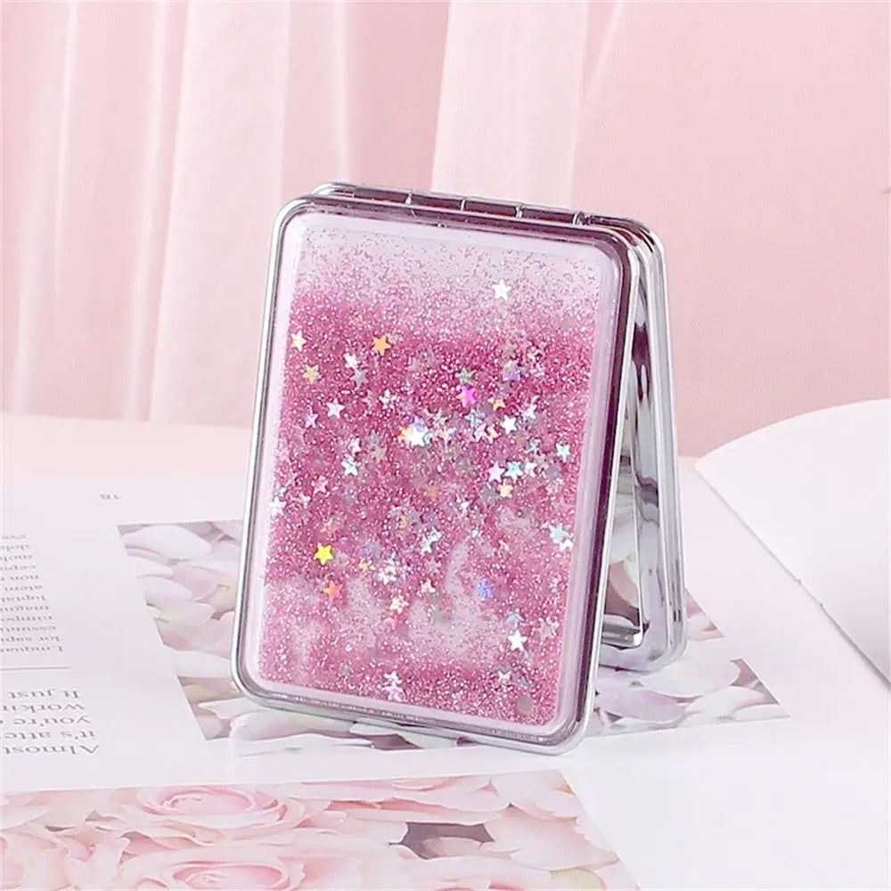 Quicksand Makeup Mirror Shiny Bling Magnifying Foldable Mirror