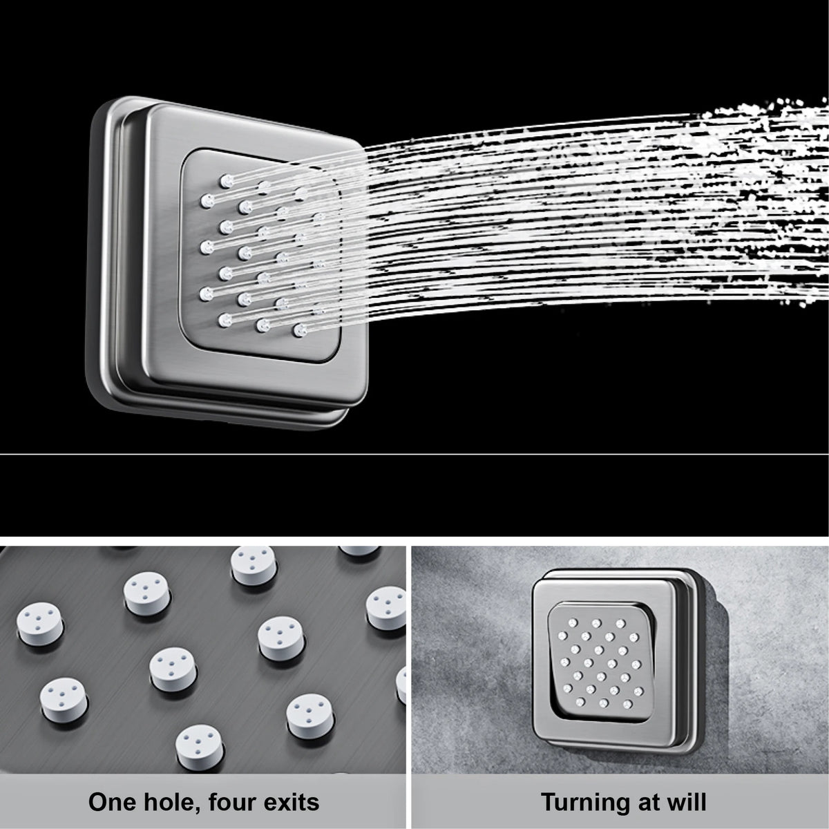 Luxury Gun Grey Brass Thermostatic Shower System Ceiling-Embedded