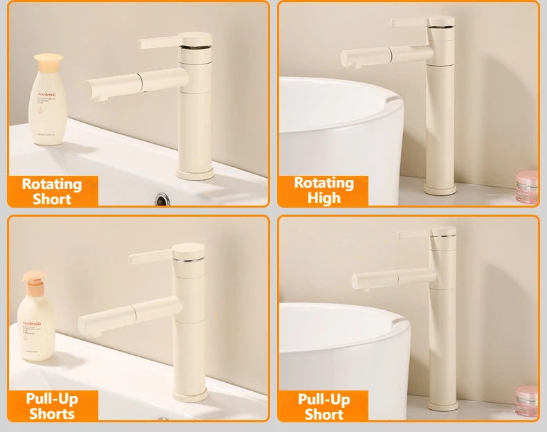 Milk White Handle Deck Mounted Basin Sink Faucet
