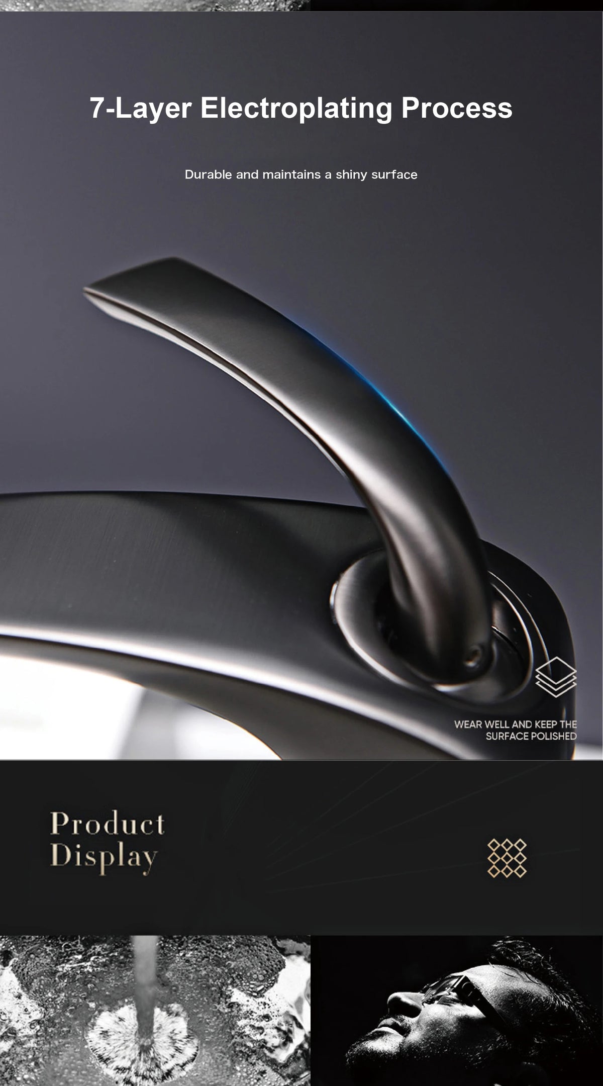 Chrome Luxury Brass Bathroom Vanity Faucet Modern Deck