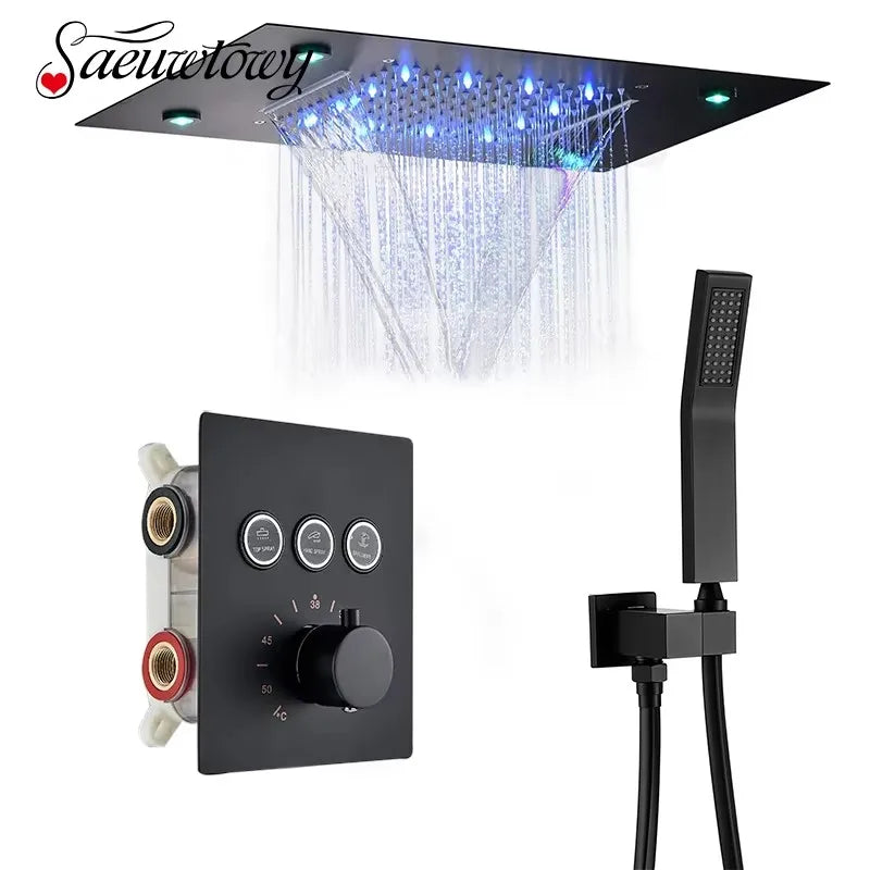 Luxury Bathroom Shower Faucet Led Rainfall/Waterfall Shower Head
