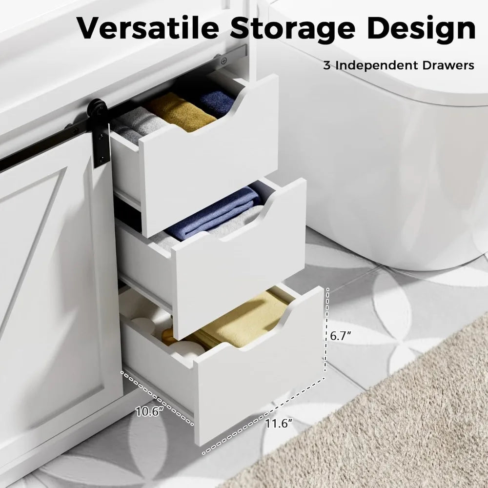 30 Bathroom Vanity Sink Farmhouse Cabinet White Sliding