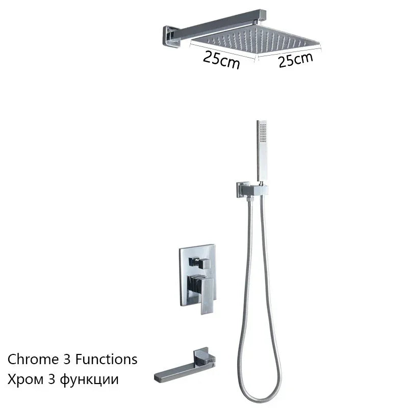 Gray Hidden Shower System Concealed Rainfall Bathroom Shower