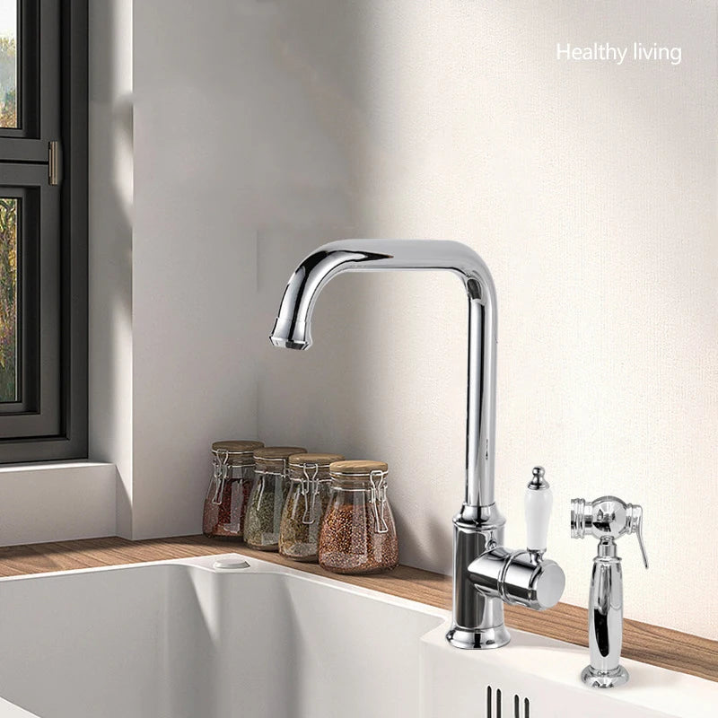 French Vintage Faucet Basin Sink Silver Cold Water