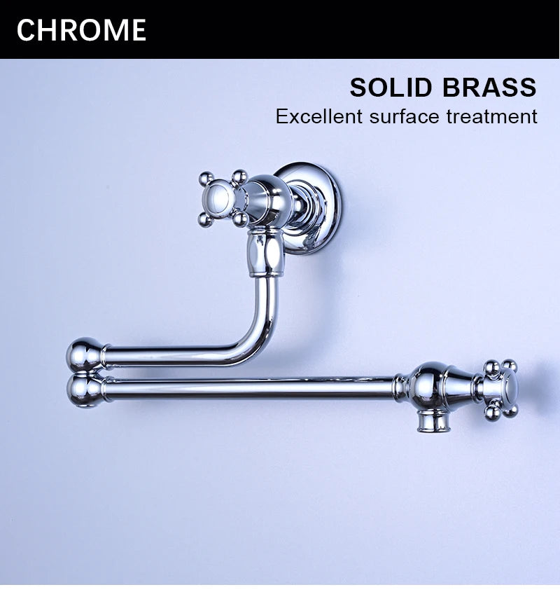 Awolf Solid Brass Pot Filler Brushed Grey Folding