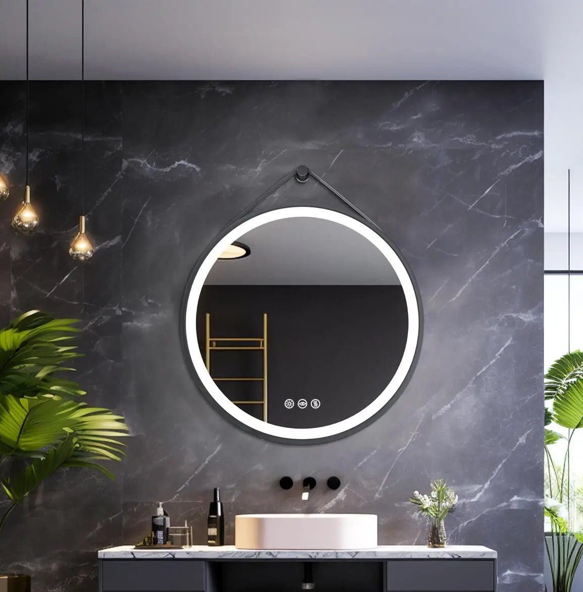60/70/80cm Round Led Bathroom Mirror Wall Hanging Frontlit