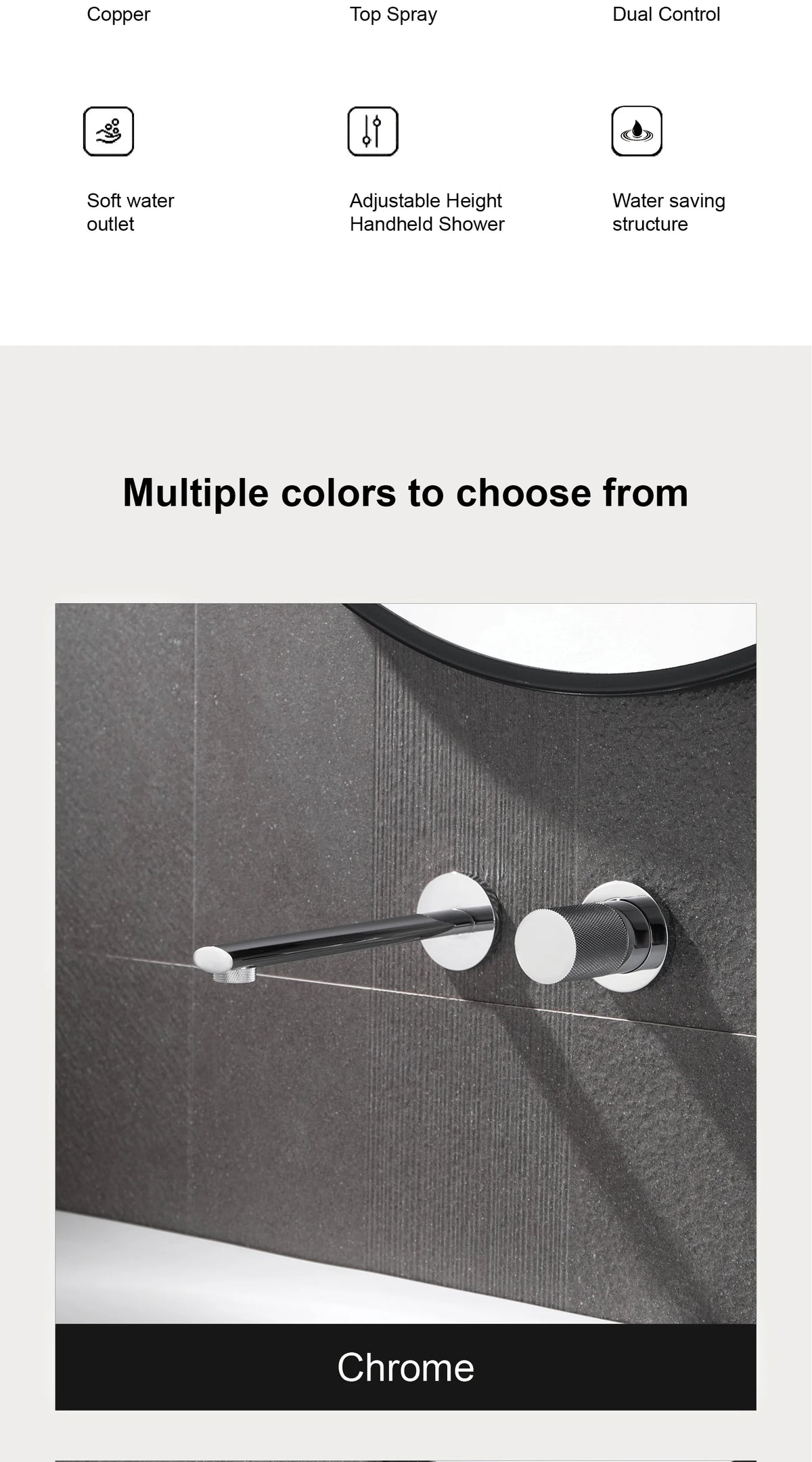 Luxruy Rose Gold Brass Wall-Embedded Bathroom Faucet 2hole
