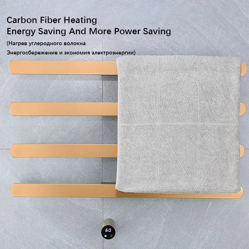Brushed Gold Hidden Installation Towel Warmers Temperature Time