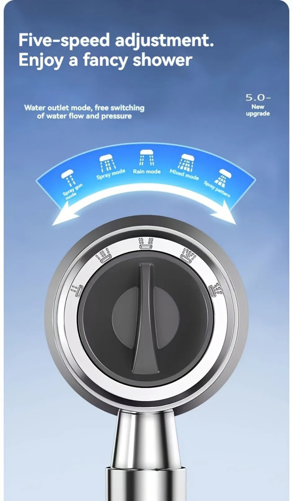Modes Bathroom Shower Head High Pressure Powerful Rain