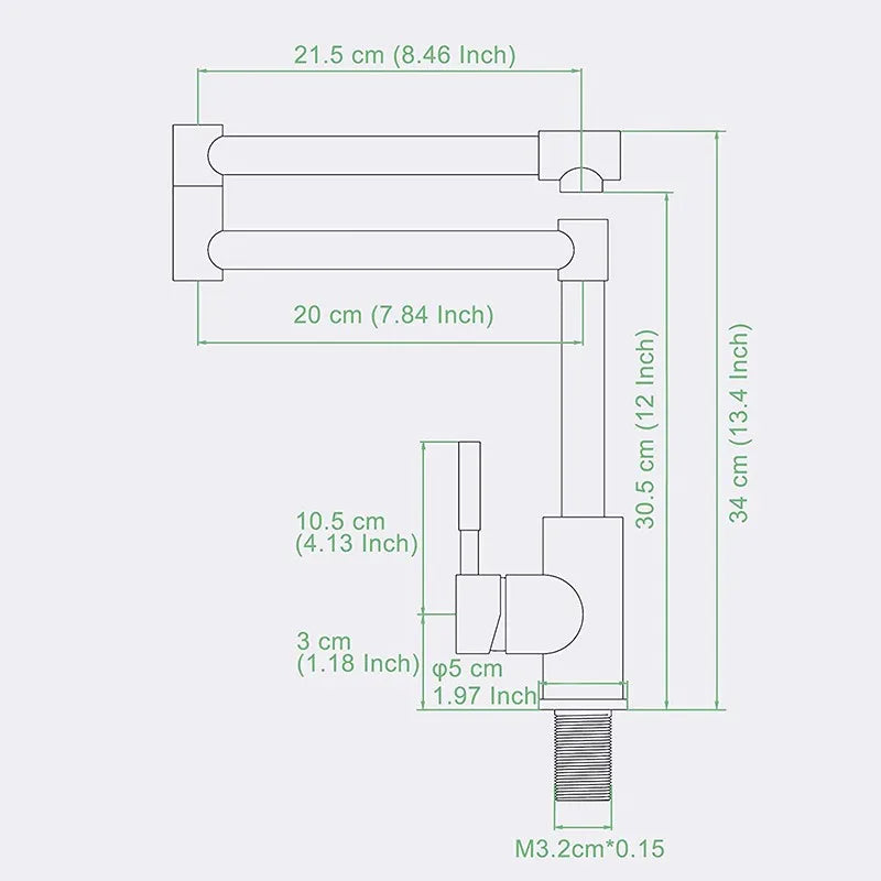 304 Stainless Steel Arm Swivel Extends Sink Faucet
