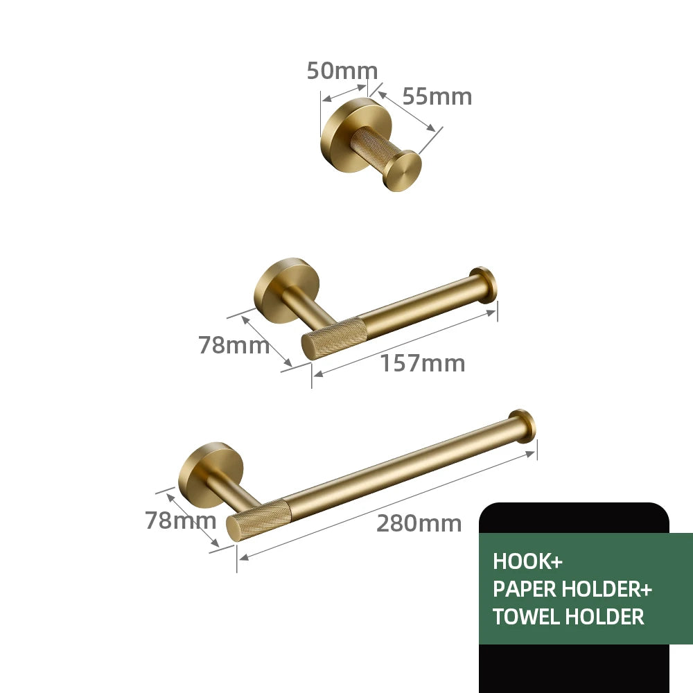 Gold Bathroom Towel Bar Bath Robe Hook Brass