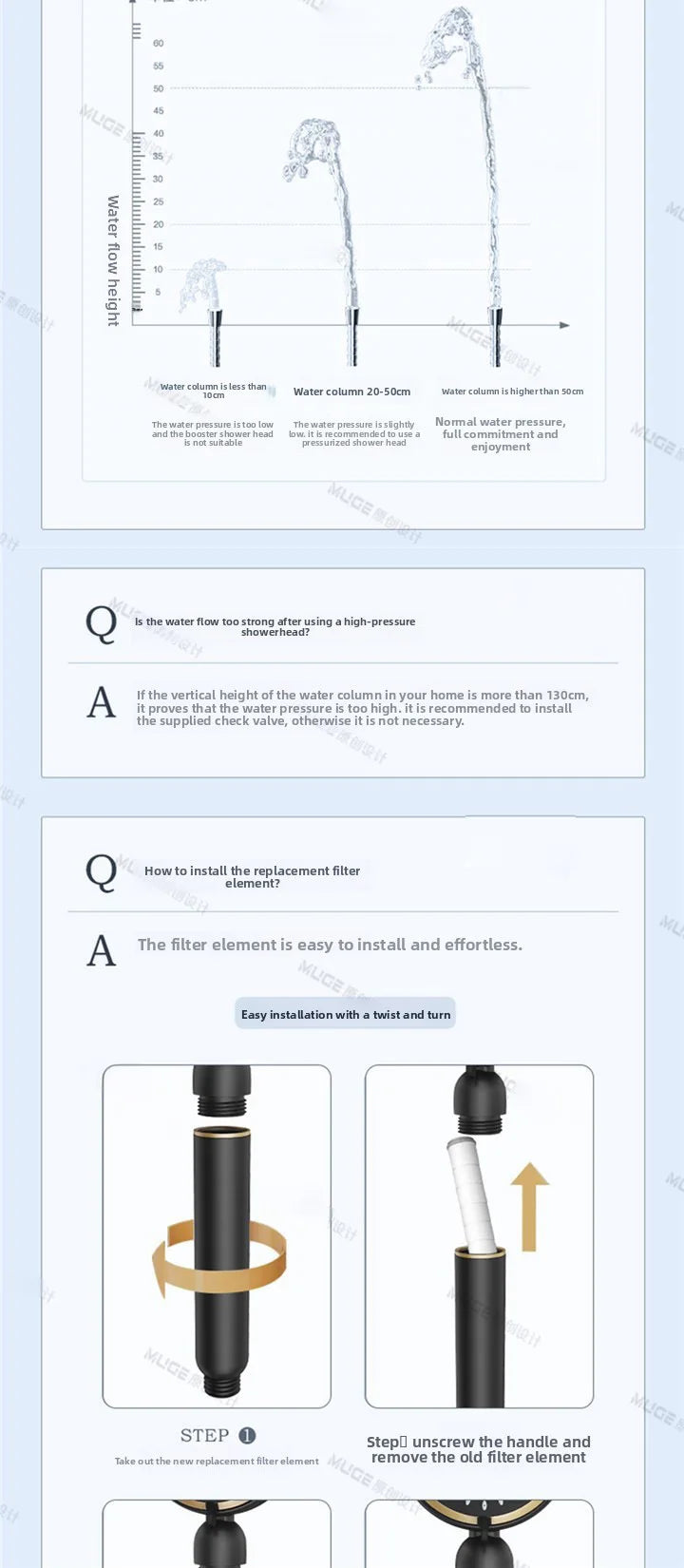 High Pressure Filter Shower Head Chlorine Removal Skin